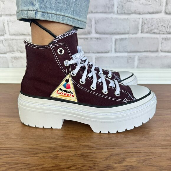 ❤️Converse Chuck Taylor Lugged Heel Platform Hi 7.5 Women Shoes Burgundy A09401C - Picture 2 of 14
